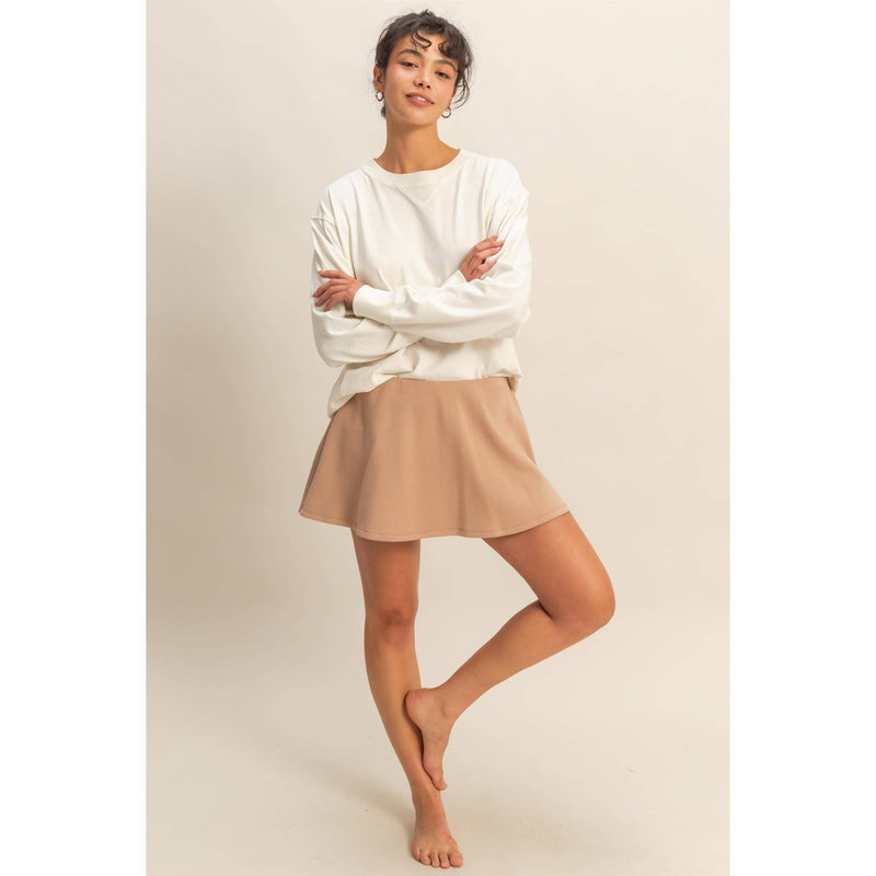 Flirty Scuba Mid Waist Skort-Deep Green