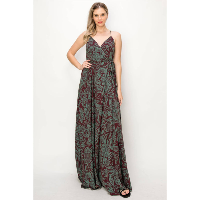 Paisley Wrap Maxi Dress- Deep Green