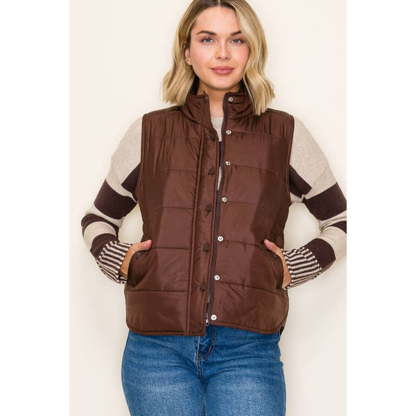 Solid Brown Puffer Vest