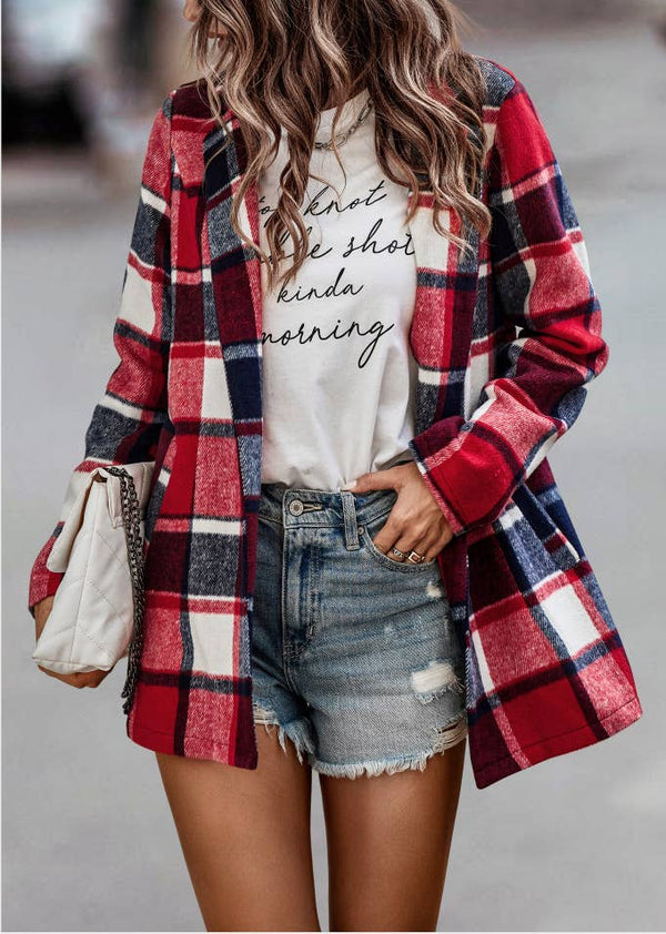 Plaid Open Blazer Jacket