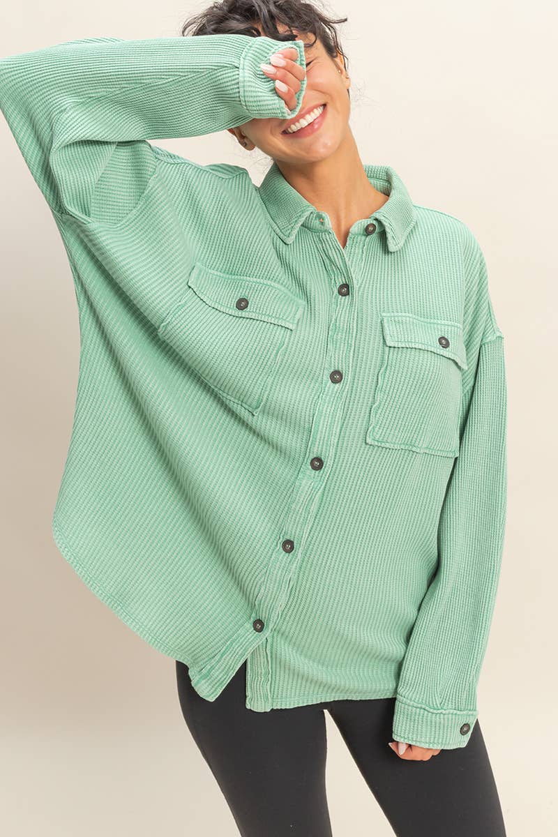 Waffle Button Up Shacket