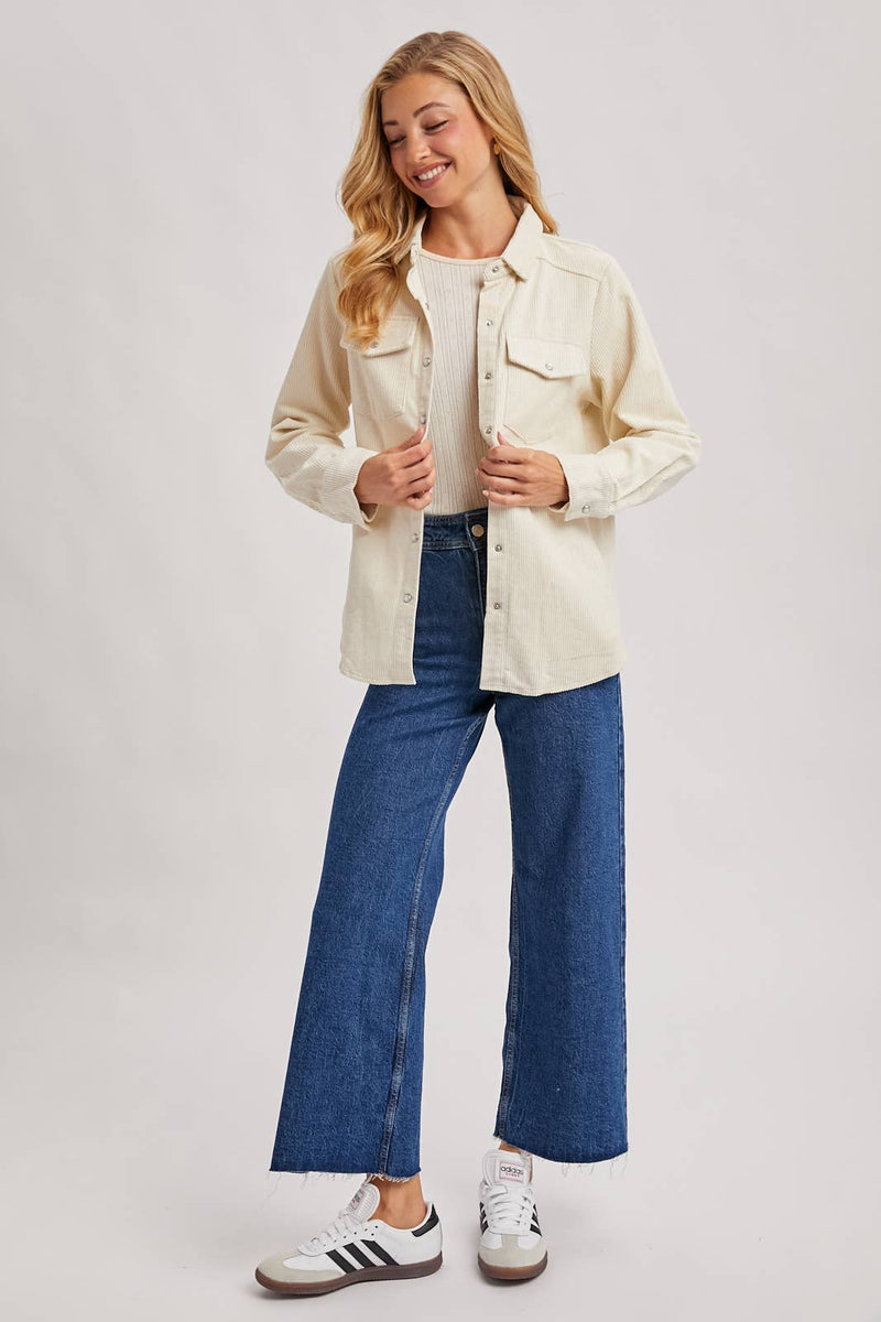 Miranda Corduroy Shacket- Peacock