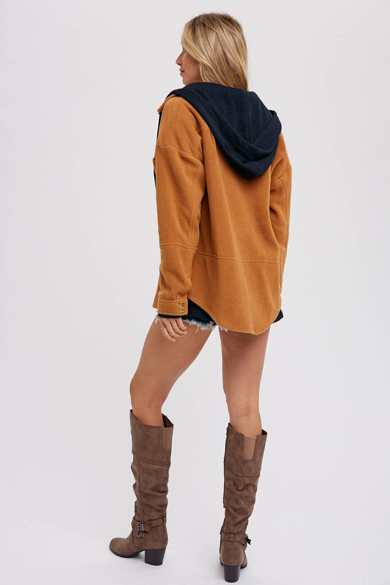 Monice Fleece Shacket with Hood
