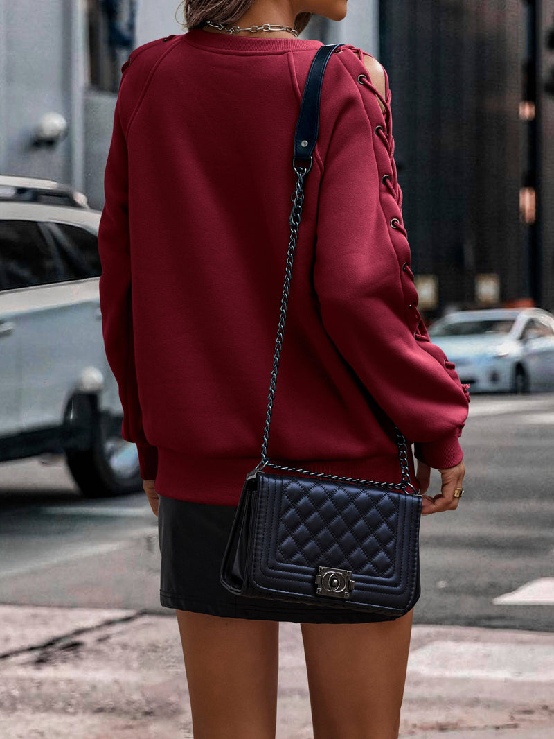 Lace Up Sleeve Sweatshirt
