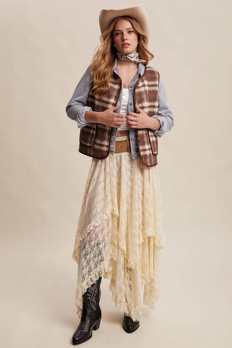 Riana eversible Plaid Sherpa Vest