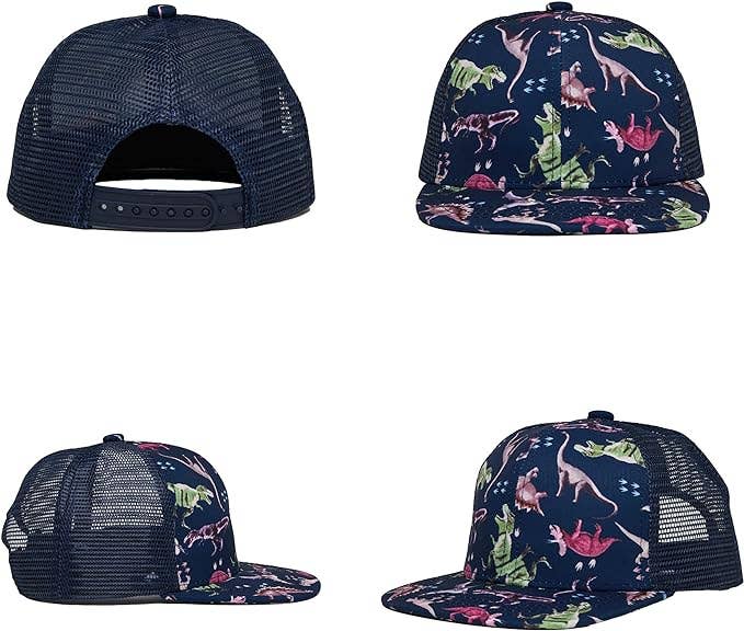 Flat Brim Trucker Hat - Dinosaur Print: Medium/Large (2-9 Years)