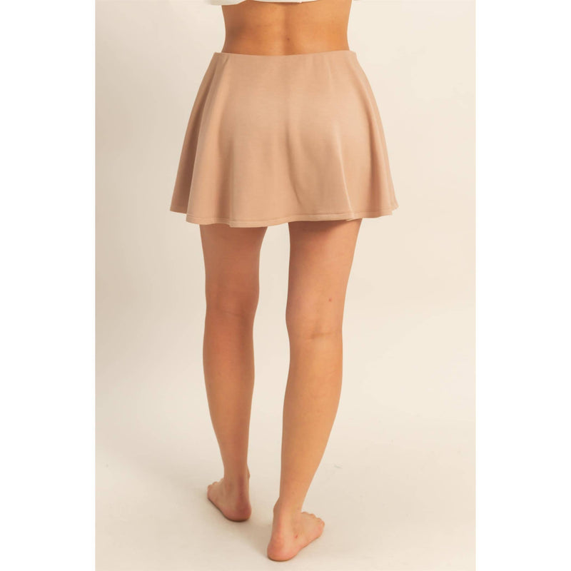 Flirty Scuba Mid Waist Skort-Deep Green