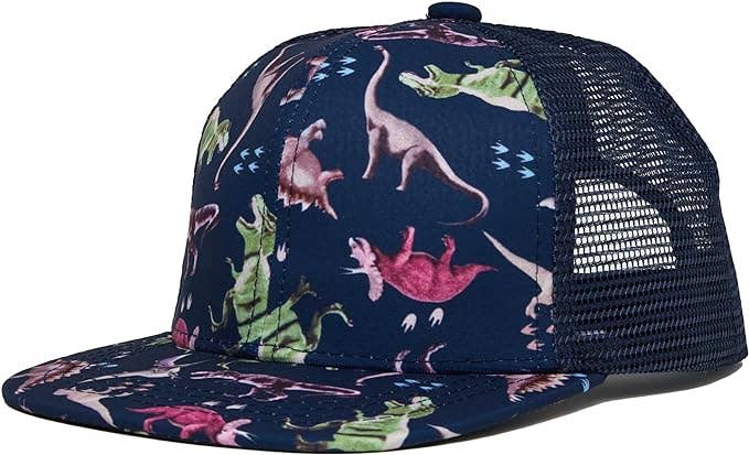 Flat Brim Trucker Hat - Dinosaur Print: Medium/Large (2-9 Years)