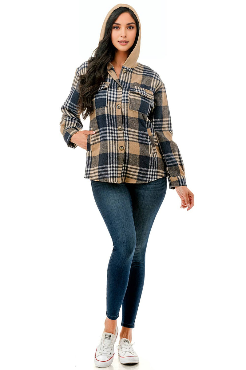 Monica Shacket with Hoodie & Pockets- Multiple