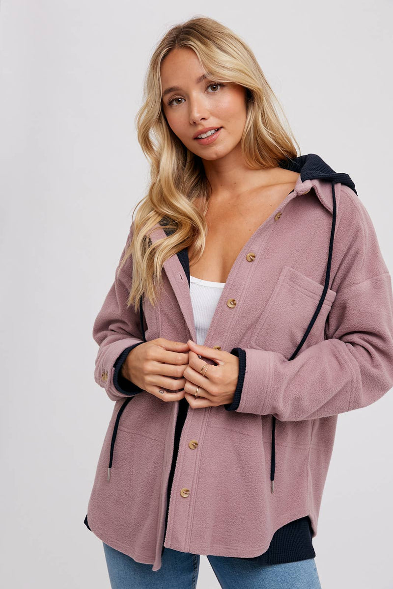 Monice Fleece Shacket with Hood
