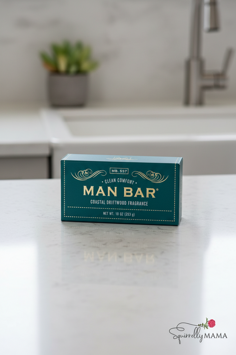 Man Bar jumbo soap packaging on a white background