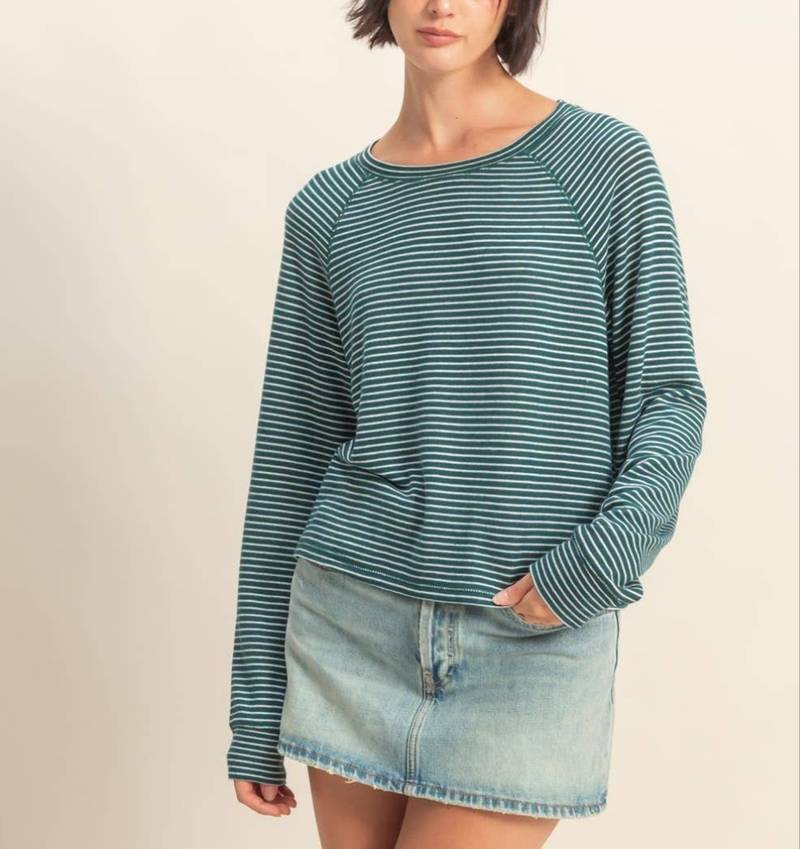 Striped Raglan Long Sleeve Top