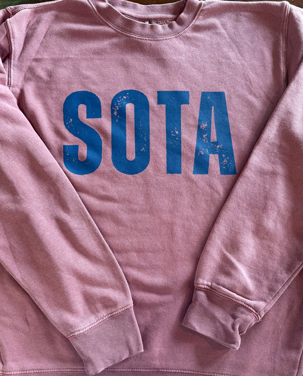 Washed Maroon and Blue Sota Crew