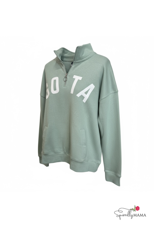Sota Quarter Zip Lightweight Sweatshirt- Sage