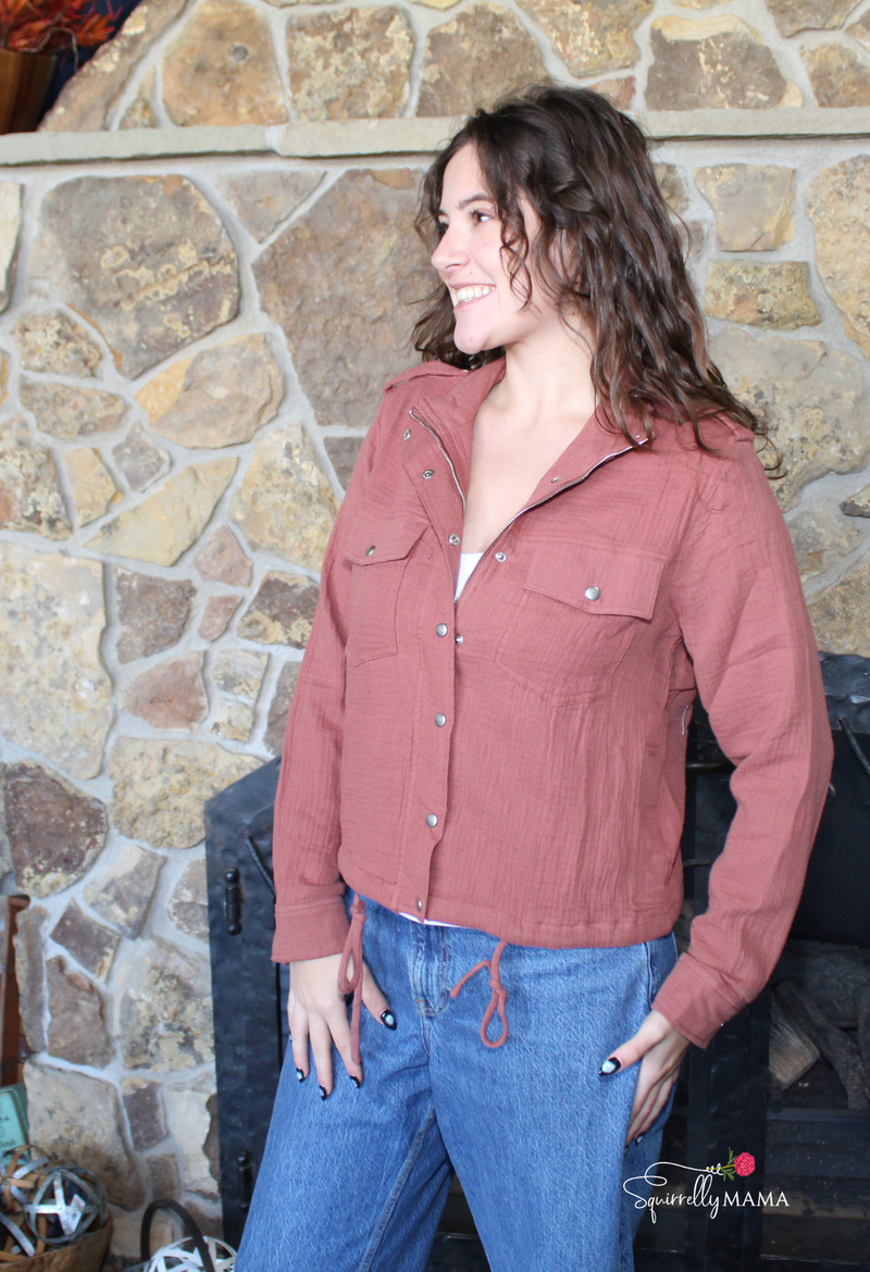 Double Gauze Jacket With Drawstring Hem