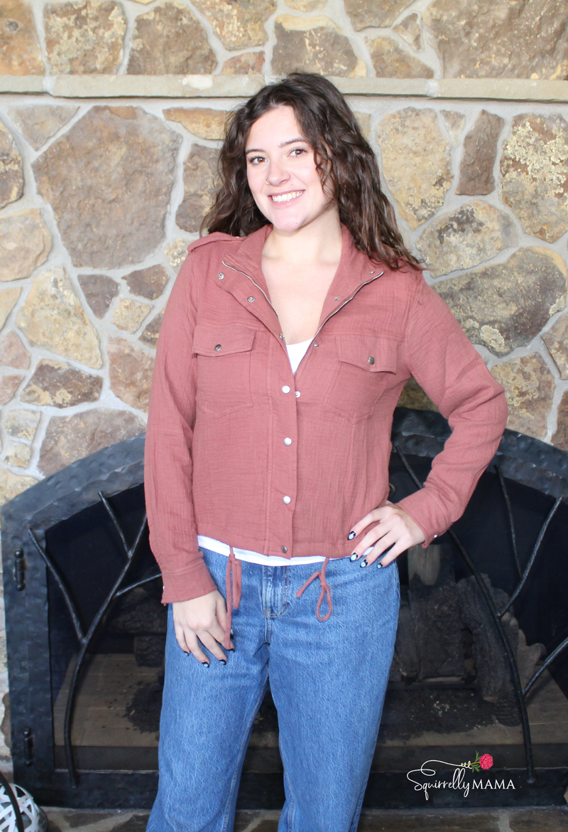 Double Gauze Jacket With Drawstring Hem