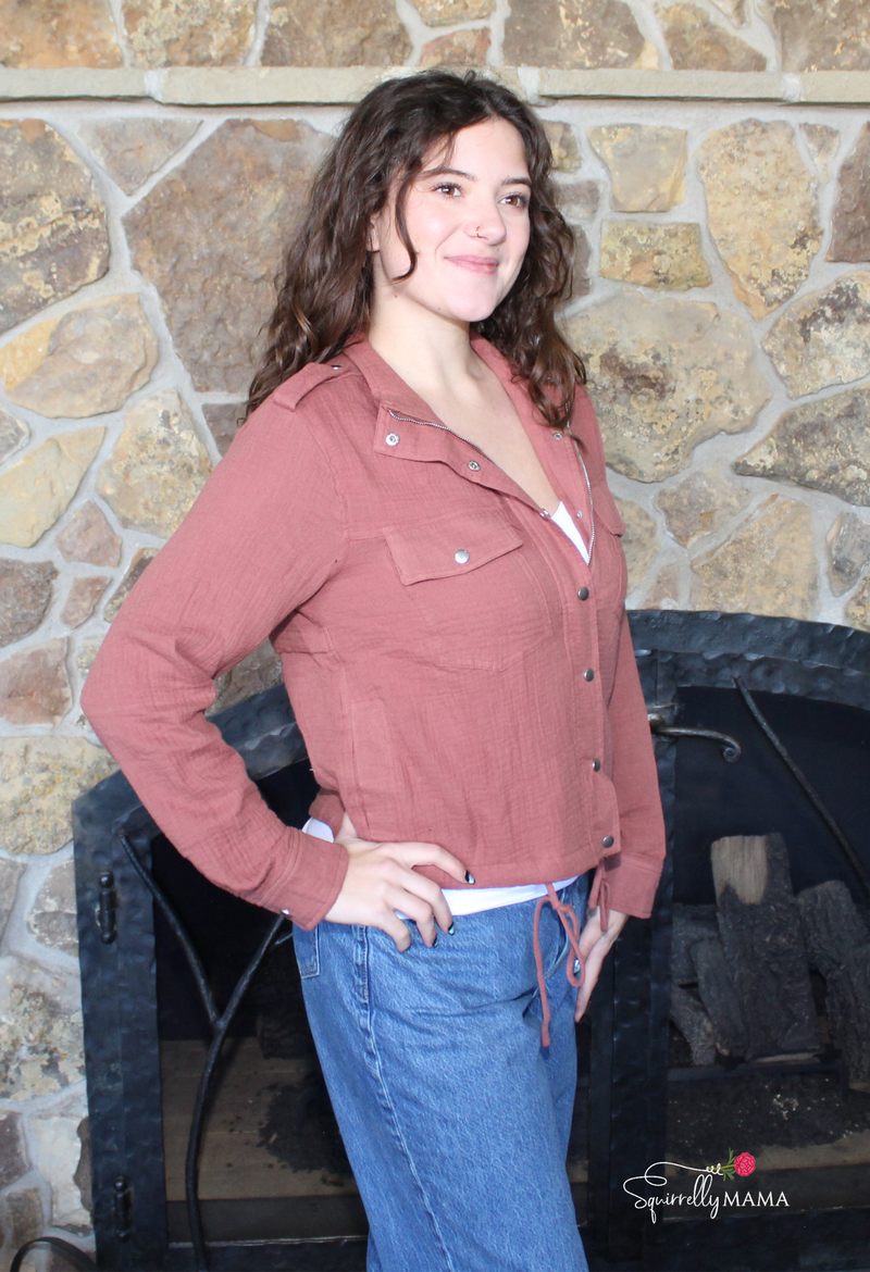 Double Gauze Jacket With Drawstring Hem