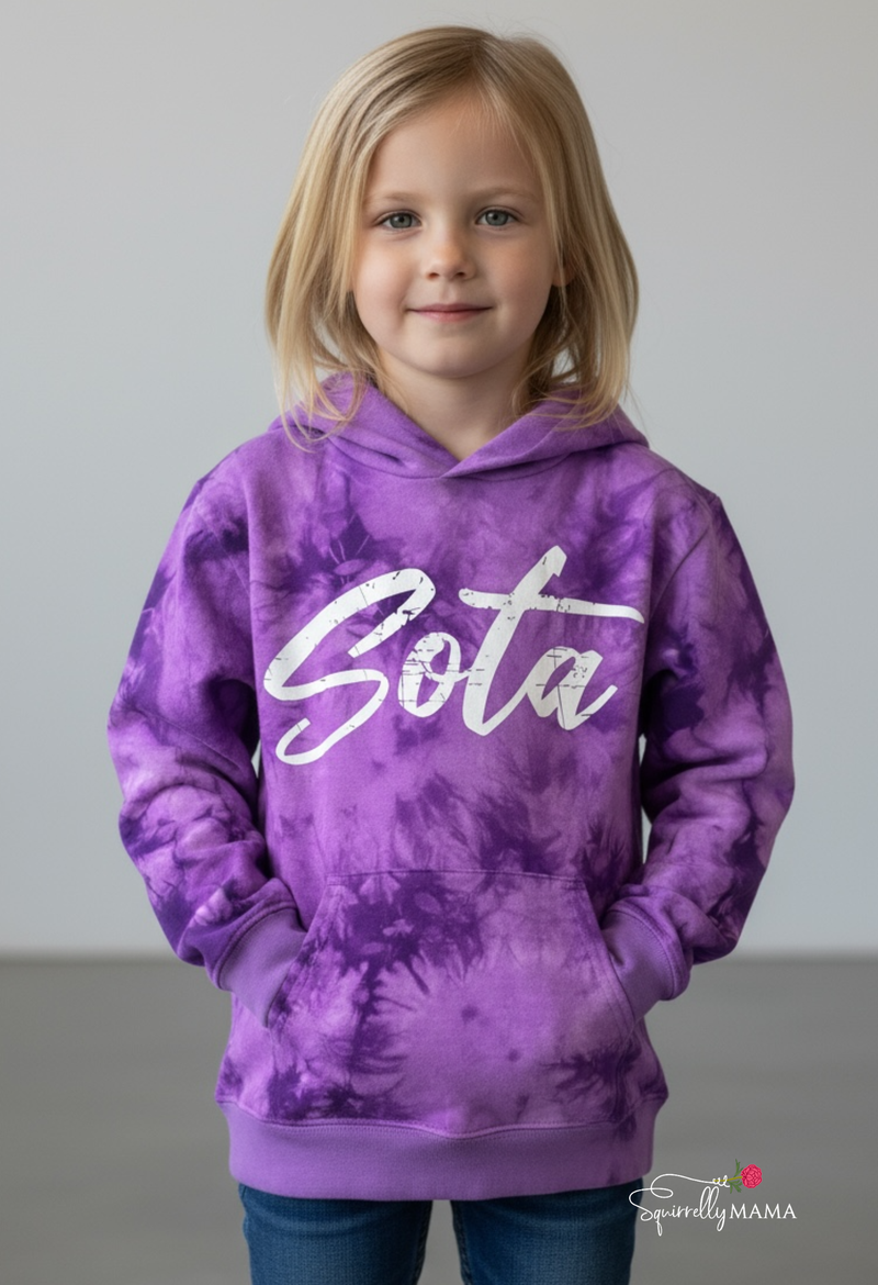 Youth Tie Dye Sota Hoodie- Purple