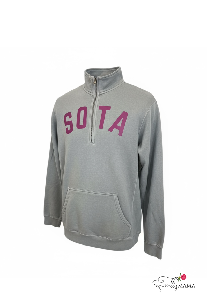 SOTA Quarter Zip Gray/Purple Lightweight Sweatshirt