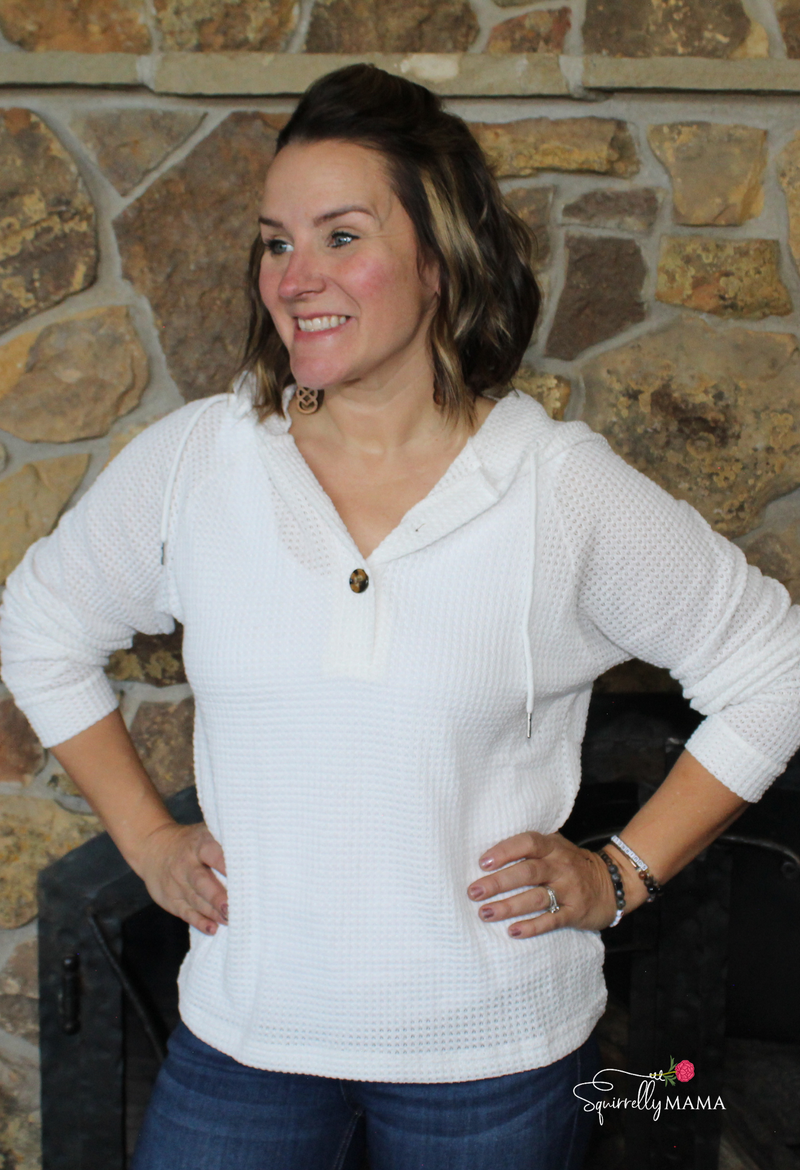 Hooded Button Long-Sleeved Hoodie