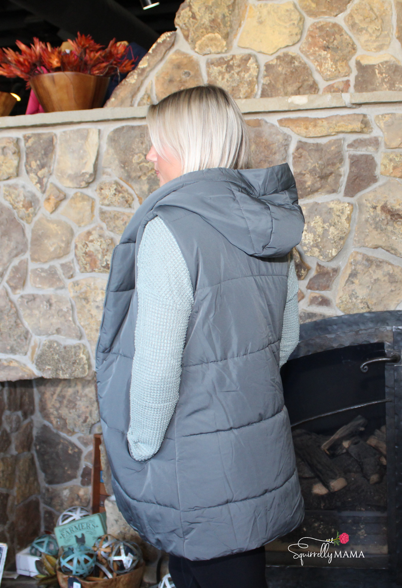 Hooded Duster Puffer Vest