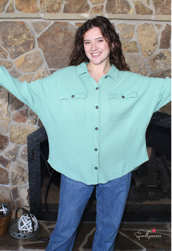 Waffle Button Up Shacket