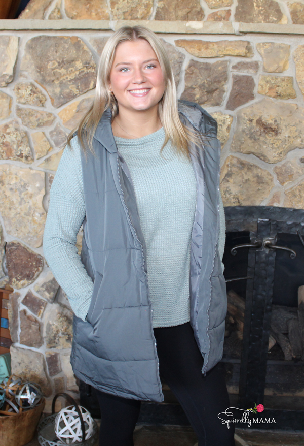 Hooded Duster Puffer Vest