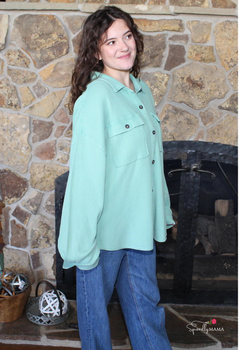 Waffle Button Up Shacket