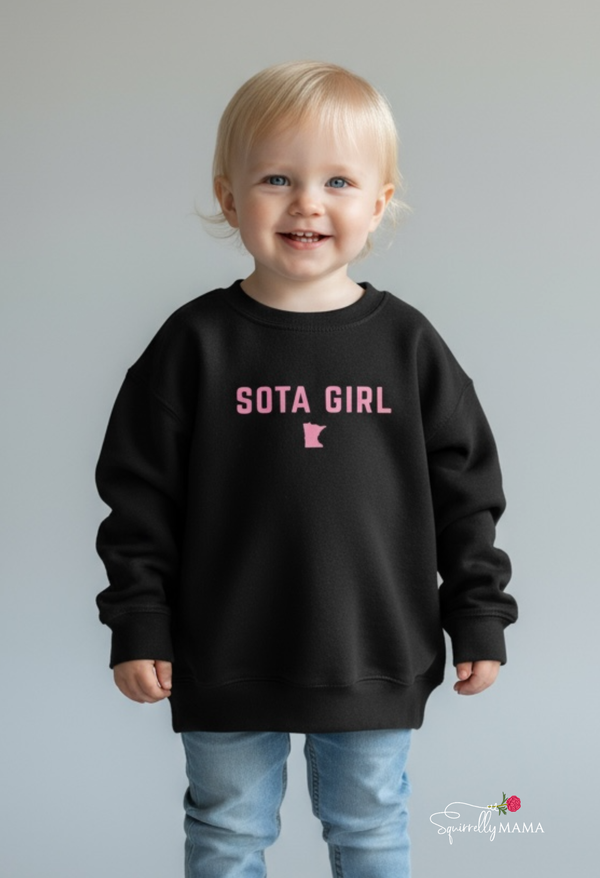 Sota Girl Toddler Crewneck-Black/Pink