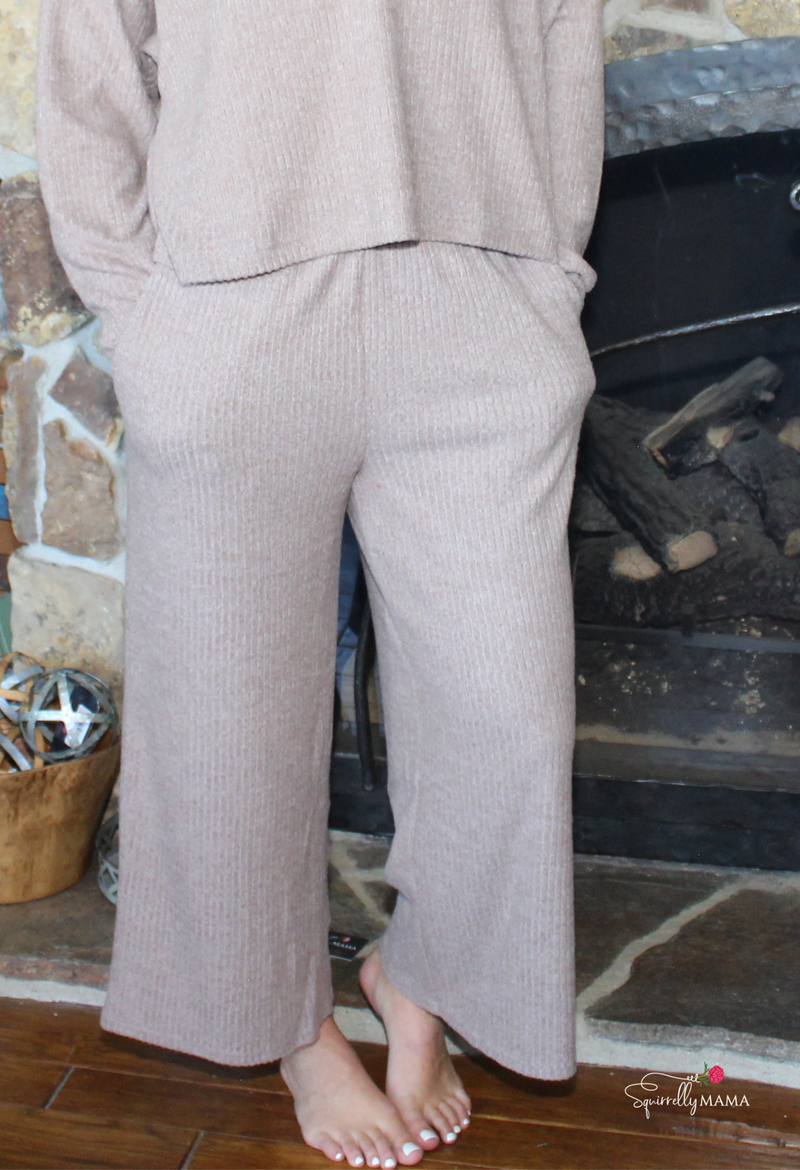 Rib Knit Wide Leg Pants