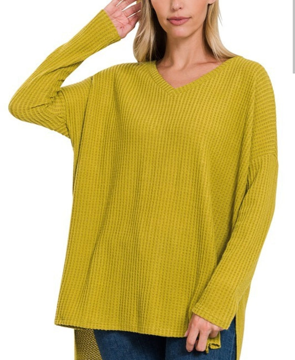 Vanessa Brushed Thermal- Olive Mustard