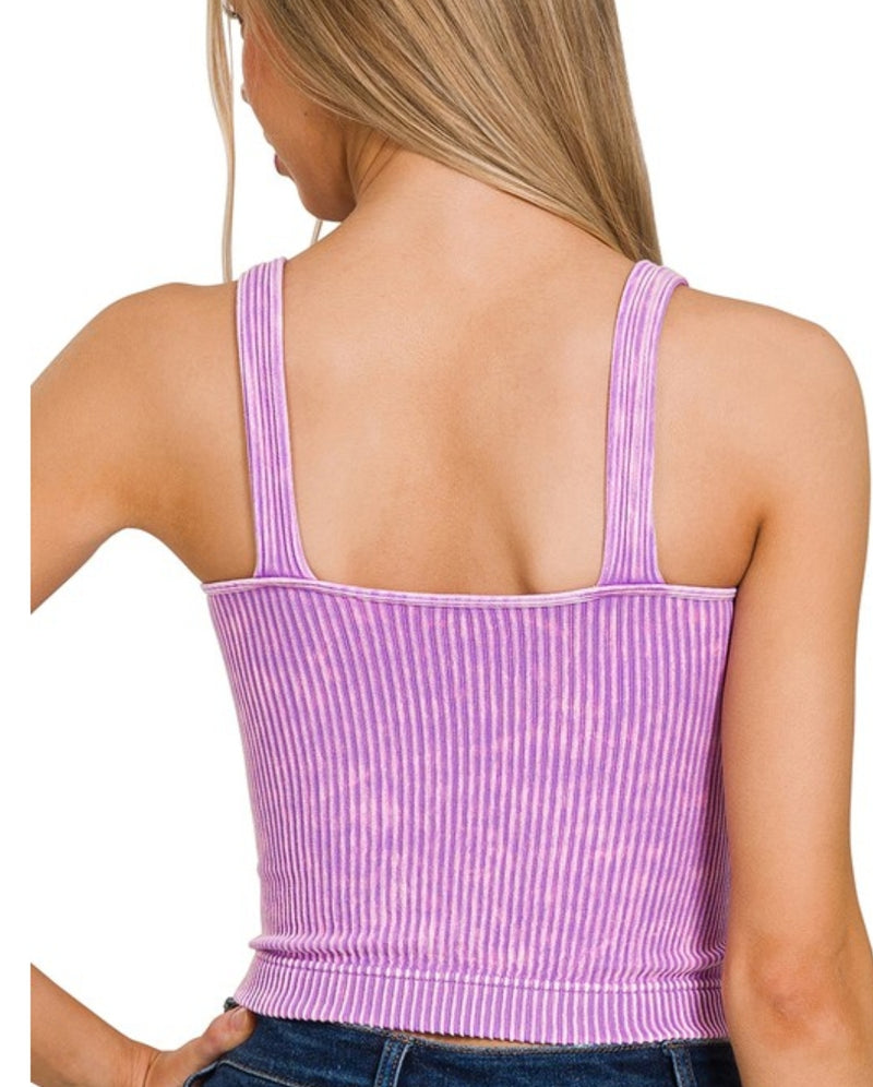 Amelia Washed Tank Top w/ Pads: Multiple Colors