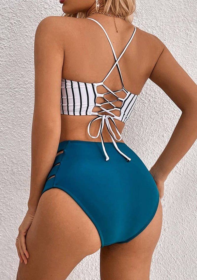 Tie Back Striped Bikini