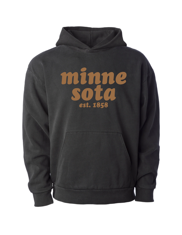 Mn Hoodie- Washed Black & Copper