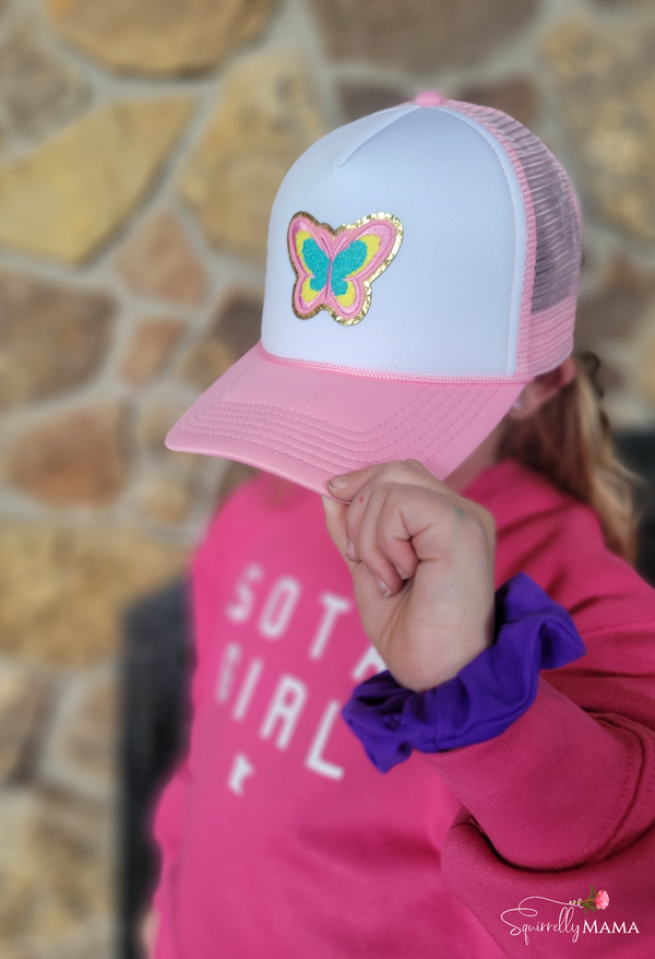 Chenille Butterfly Trucker Hat