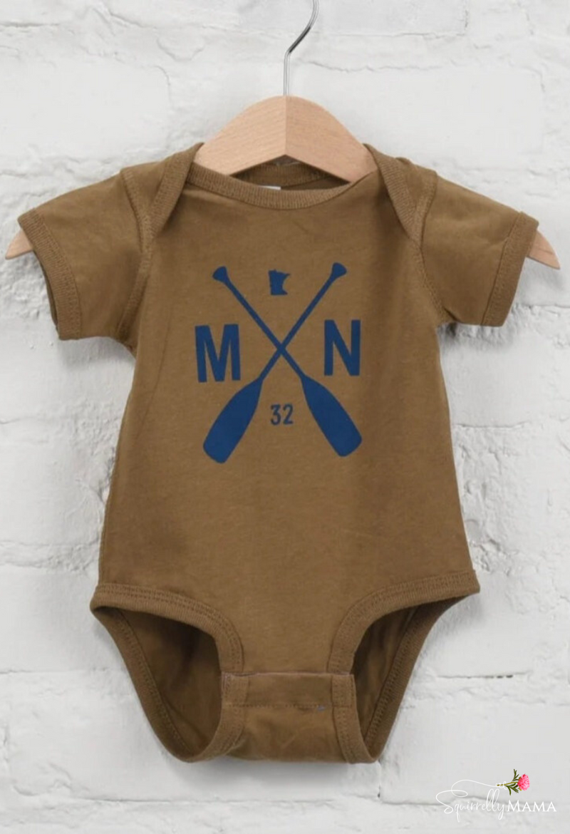 MN Onesie- Brown/Navy