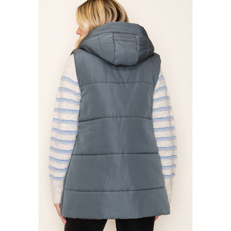Hooded Duster Puffer Vest