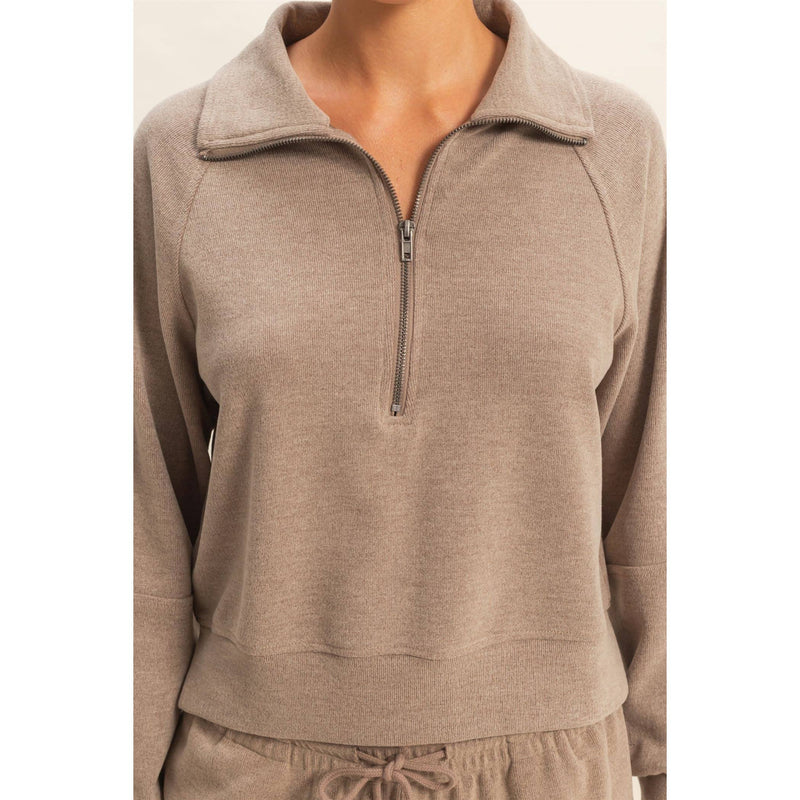 Nicole Soft Ribbed Half-Zip Sweatshirt