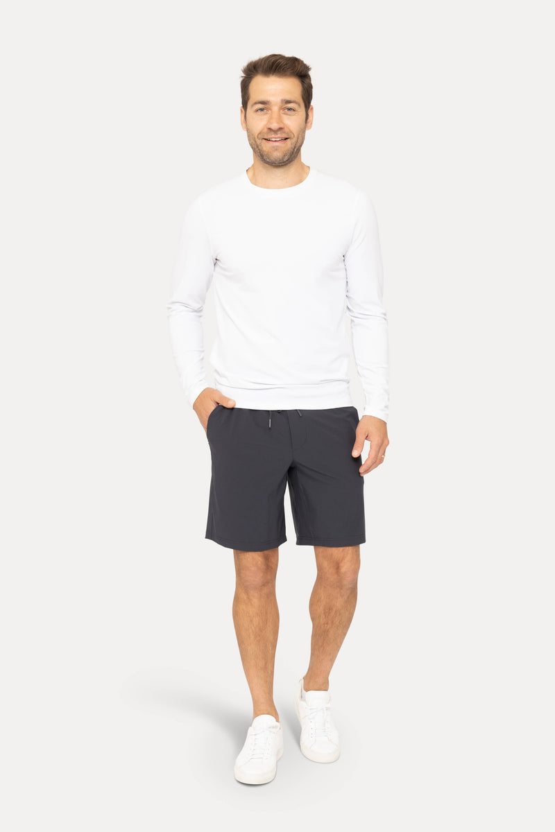 Drawstring Shorts with Pockets: BLACK OLIVE