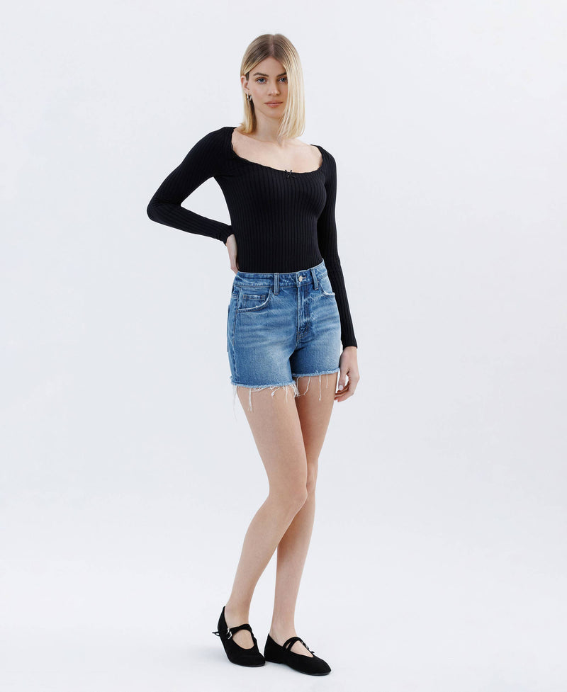HIgh Rise Raw Hem Shorts