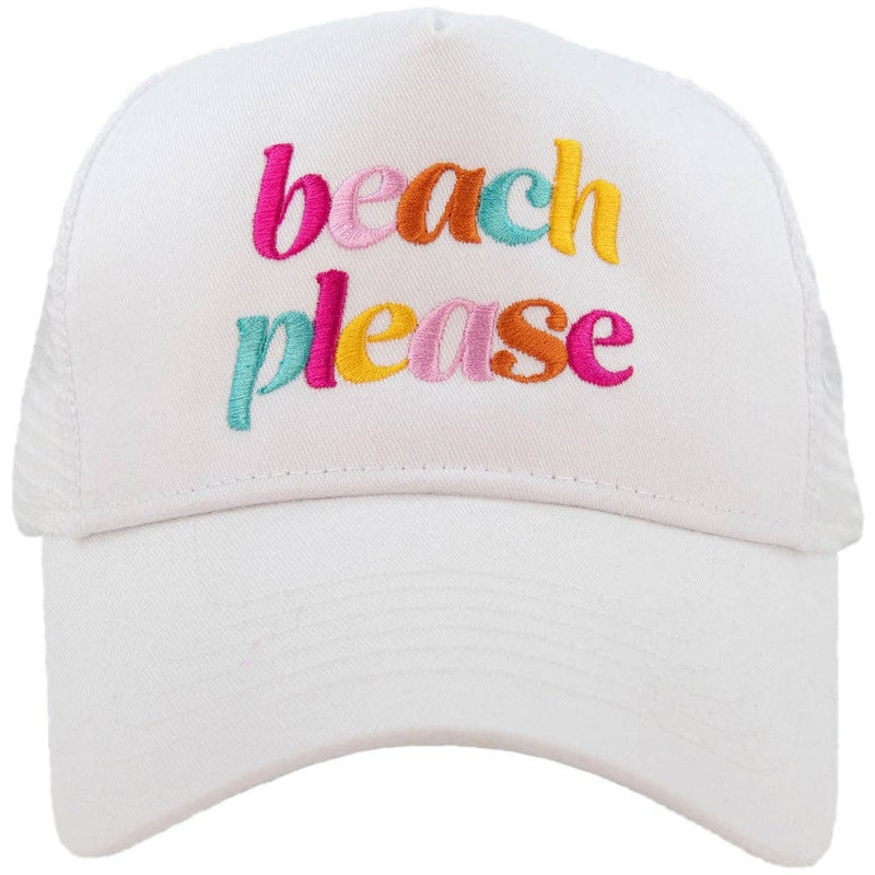 Beach Please Foam Trucker Hat: Hot Pink and White