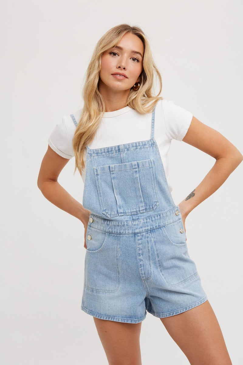 Bow Tie Denim Overall Shorts