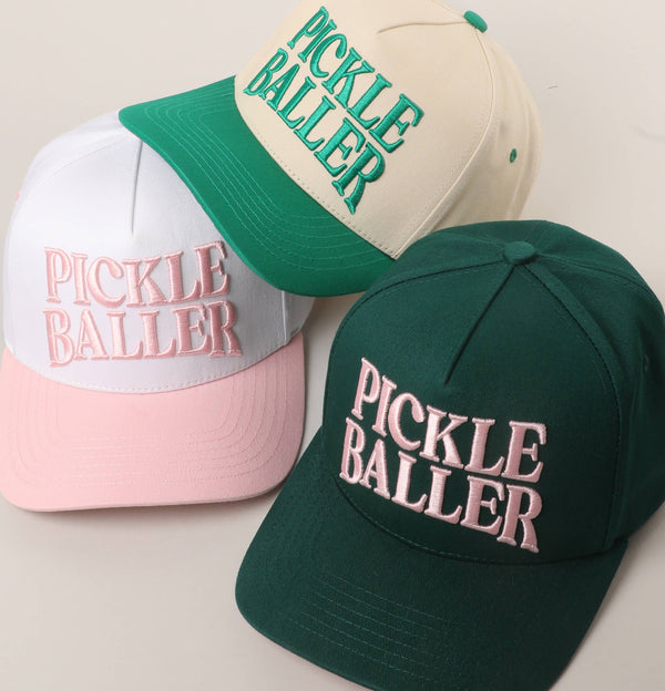 PICKLE BALLER 3D Letter Embroidery Two-Tone Trucker Hat