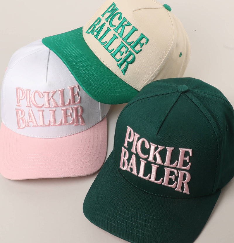 PICKLE BALLER 3D Letter Embroidery Two-Tone Trucker Hat