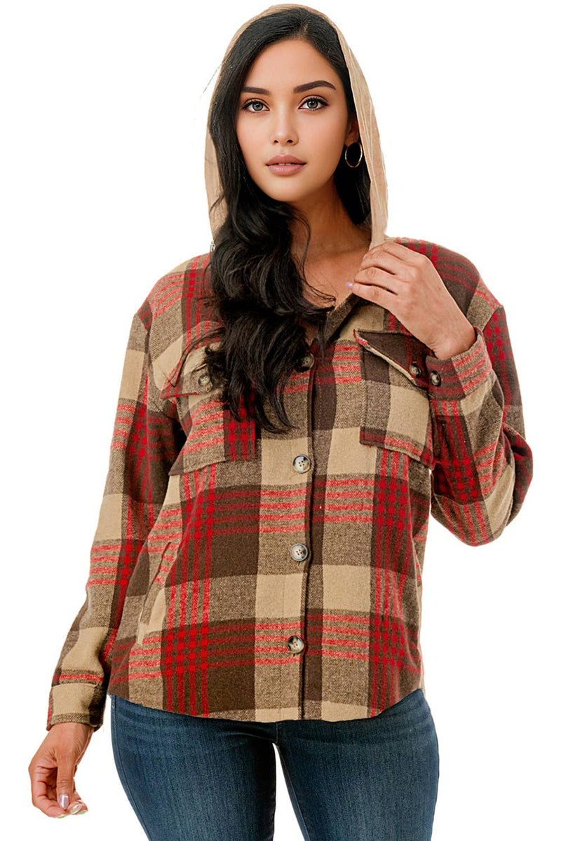Monica Shacket with Hoodie & Pockets- Multiple