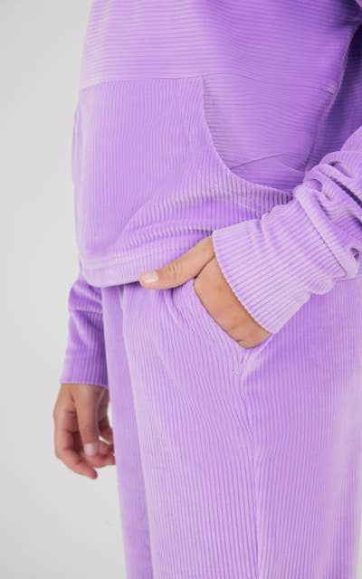 Girls Rib Velour Hoodie and Straight Pant - Set