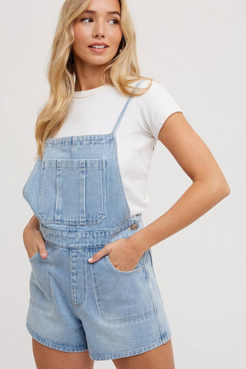 Bow Tie Denim Overall Shorts