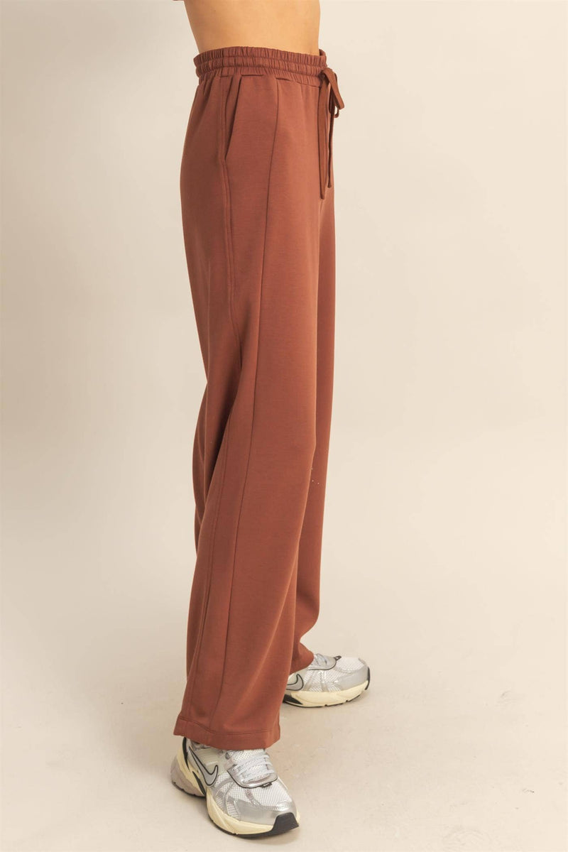 Scuba High-Waist Wide-Leg Drawstring Sweatpants