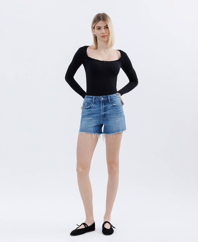 HIgh Rise Raw Hem Shorts