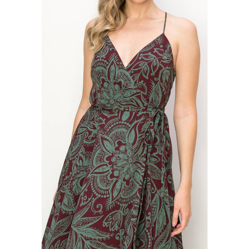 Paisley Wrap Maxi Dress- Deep Green